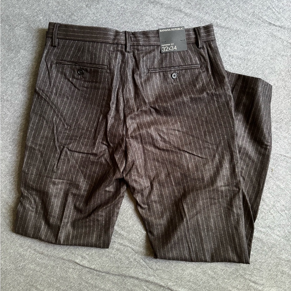 Banana Republic Men's Dark Brown Striped Trousers
